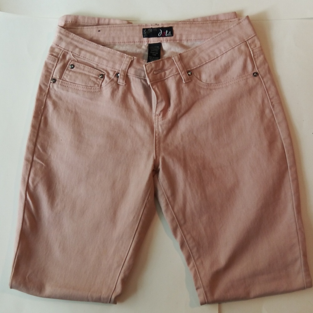 Dot's Women's Embroidered Pockets Tan 7/8 Jeans